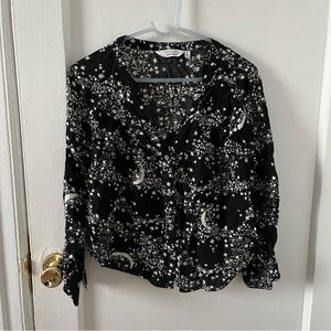 & Other Stories Celestial Moon & Stars Cropped Button Down